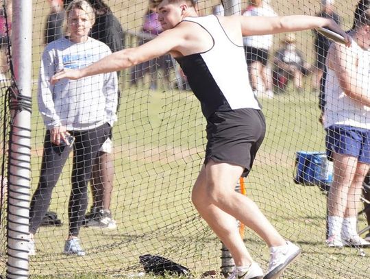 Hunter Barry placed sixth in discus at the Yukon Track Meet