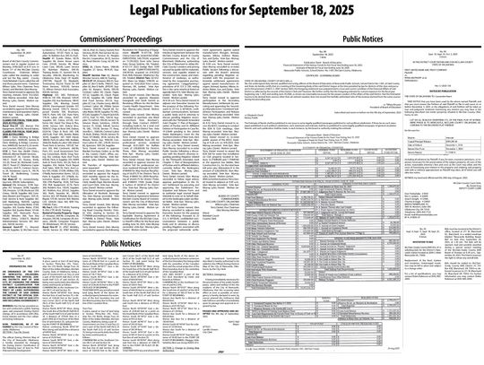 Legal Notices for September 18, 2025