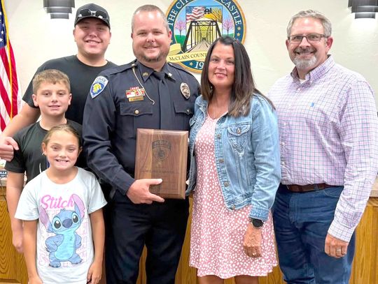 Newcastle welcomes new police officer, recognizes sergeant for 25 years of service