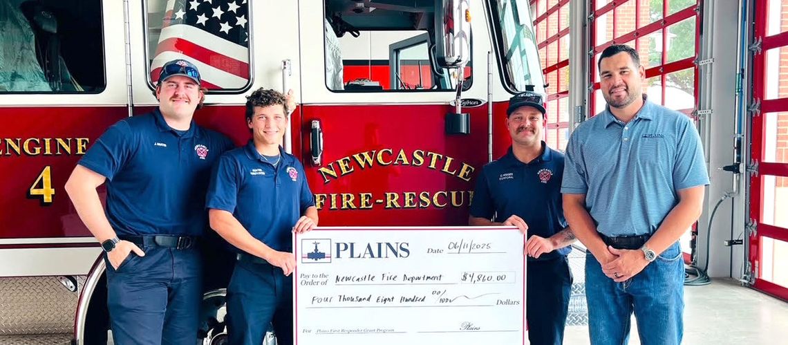 Plains granted the Newcastle Fire Department $4 Plains granted the Newcastle Fire Department $4