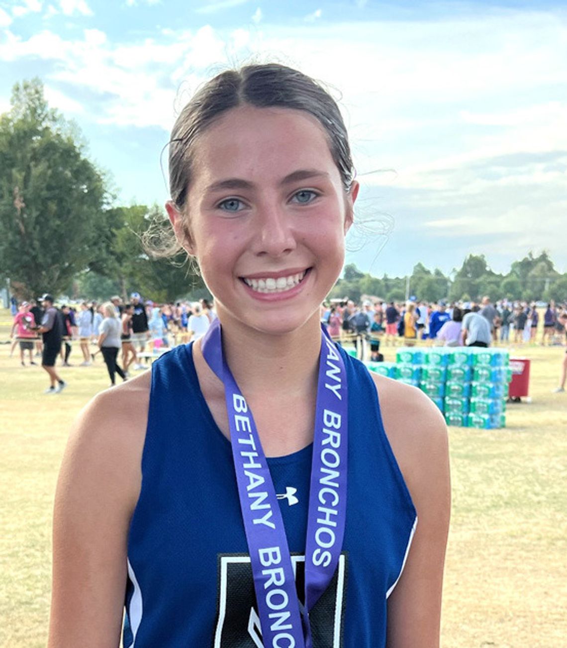 Winning medals after running the 5K course at the Bethany Broncho Cross Country Invitational September 14 were Hayden Allen