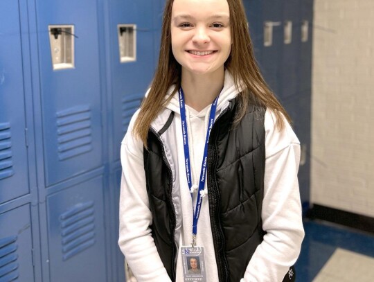 Riley Greenroyd, a junior, is an intern in a fifthgrade class at Newcastle Elementary School. • photo by Mark Codner