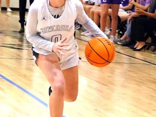 Senior Leah Bradley has her eyes on the basket for the Racers during a recent game. • photo by Jennifer Lewis