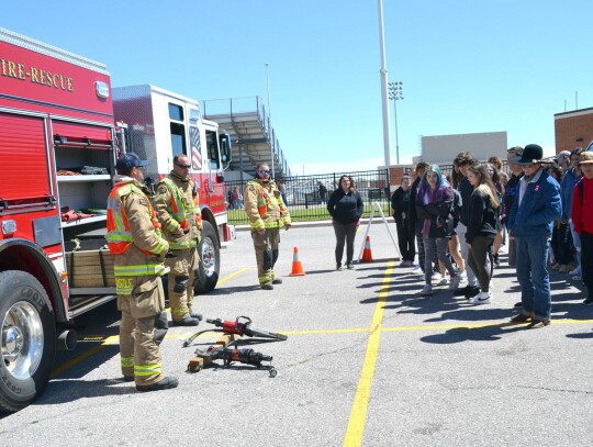 Newcastle Fire Department was on hand to talk with students about driver awareness and safety issues.