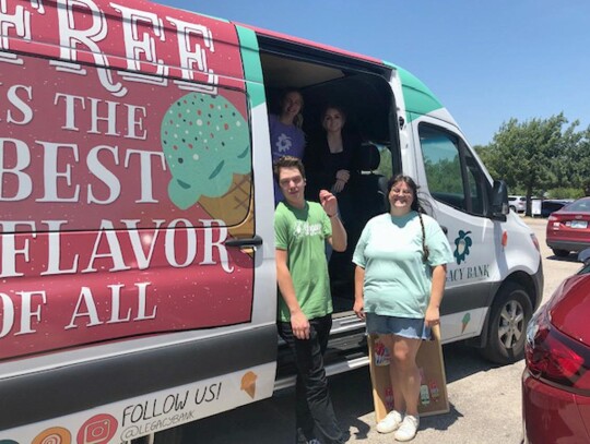 Representatives from Contemporary Family Dentistry, Legacy Bank, and Pioneer treated teachers to goodies and meals as a welcome back for a new school year at Newcastle.