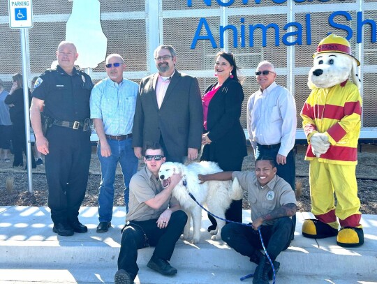 Police Chief Gary Norman is with City Council members Mike Fullerton, Mayor Karl Nail, Marci White, and Gene Reid. Also pictured are Animal Control Officers Railen Gordon and Tyler Brasseaux.