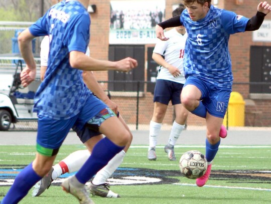 • photo by Mindi Stucks Caleb Dupler controls the ball for the Newcastle Racers.