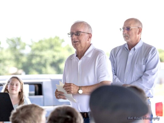 Newcastle City Council members Gene Reid and Mike Fullerton led this year’s Memorial Day service. A chorus of children from the Shiloh Christian Academy led the singing of the National Anthem and God Bless America. The Newcastle Fire Department was ther