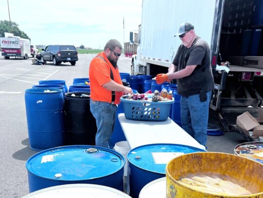 Assistant City Manager Jeannette McNally is with volunteers from the City of Newcastle, Keep Oklahoma Beautiful, the Oklahoma Turnpike Authority, and Oklahoma Department of Environmental Quality at the Too Toxic To Trash waste disposal event at the Chicka